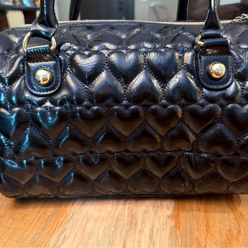 VTG Betsey Johnson Y2K Black Quilted Handbag🖤 Bow Leather Tassel - Picture 7 of 9